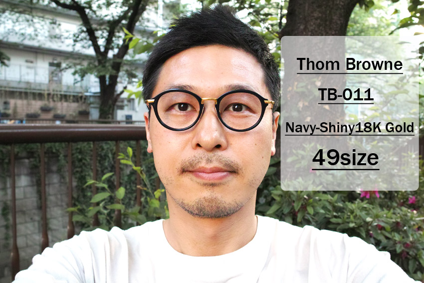 Thom Browne / TB-011 / Navy - Shiny 18K Gold / 49size